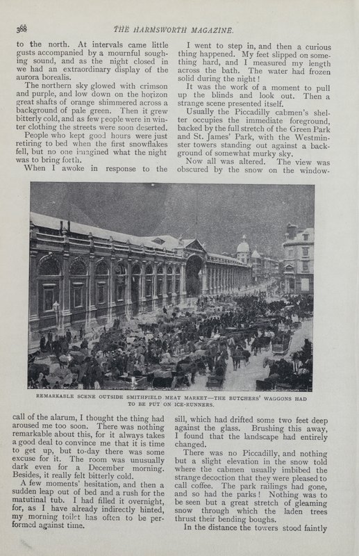Page from magazine article about an imaginary Snow-bound London by English School