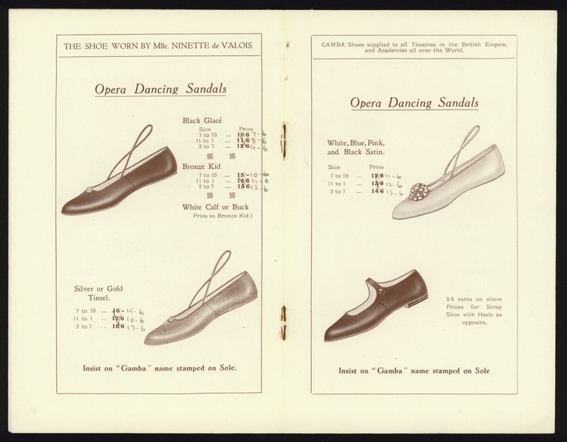 Pages from Catalogue of Gamba’s Famous Milan Toe Ballet Shoe by English School