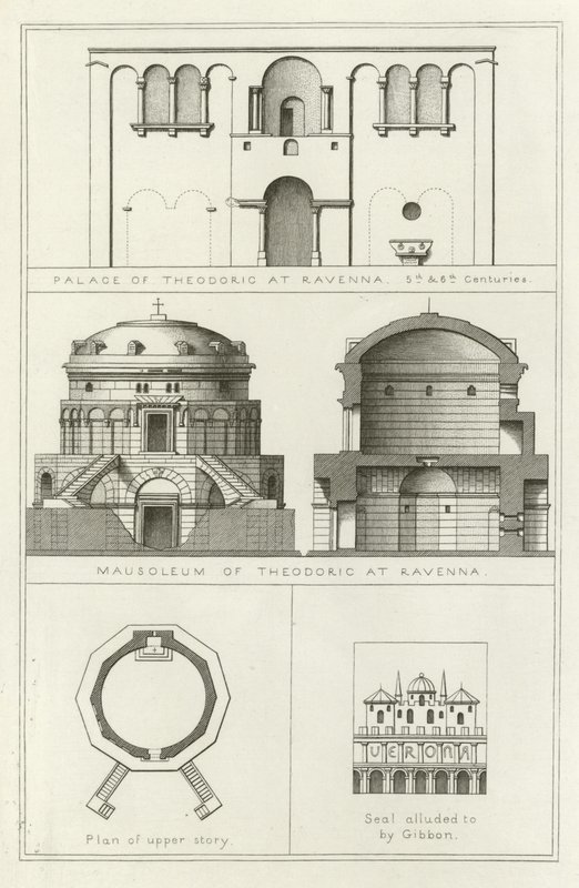 Palace and mausoleum of Theodoric at Ravenna, Italy, 5th and 6th Centuries by English School