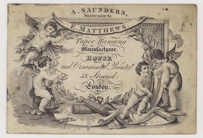 A Saunders Paper Stainers, trade card by English School