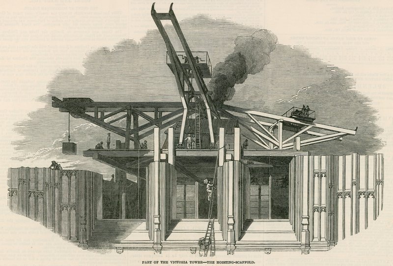 Part of the Victoria Tower - The Hoisting-Scaffold by English School