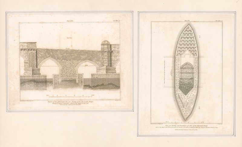 Parts of Old London Bridge by English School