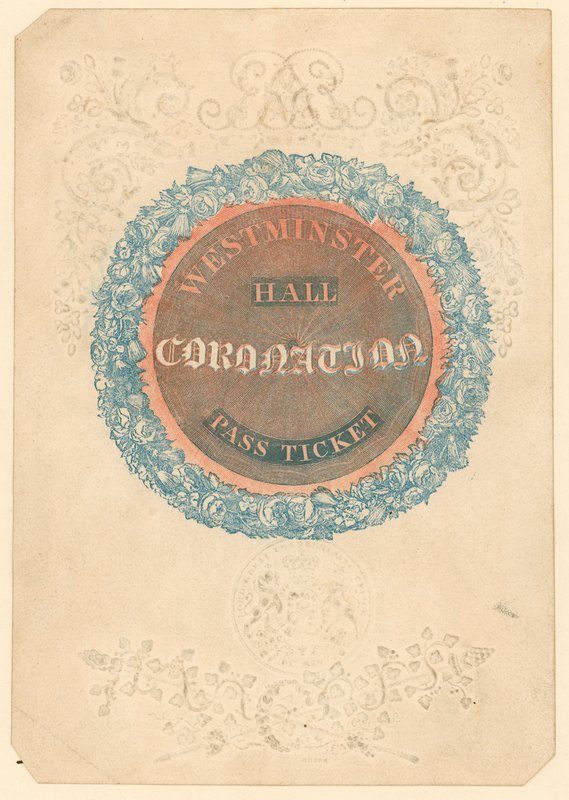 Pass Ticket for The Grand Coronation Banquet of King George IV at Westminster Hall, 17 July 1821 by English School