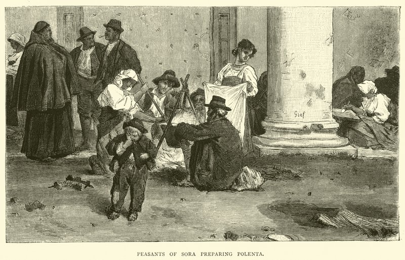 Peasants of Sora preparing Polenta by English School