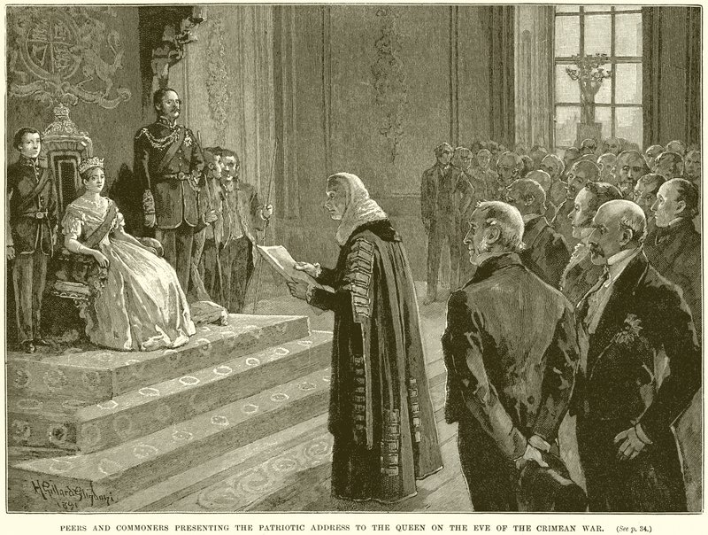 Peers and Commoners presenting the Patriotic address to the Queen on the Eve of the Crimean War by English School