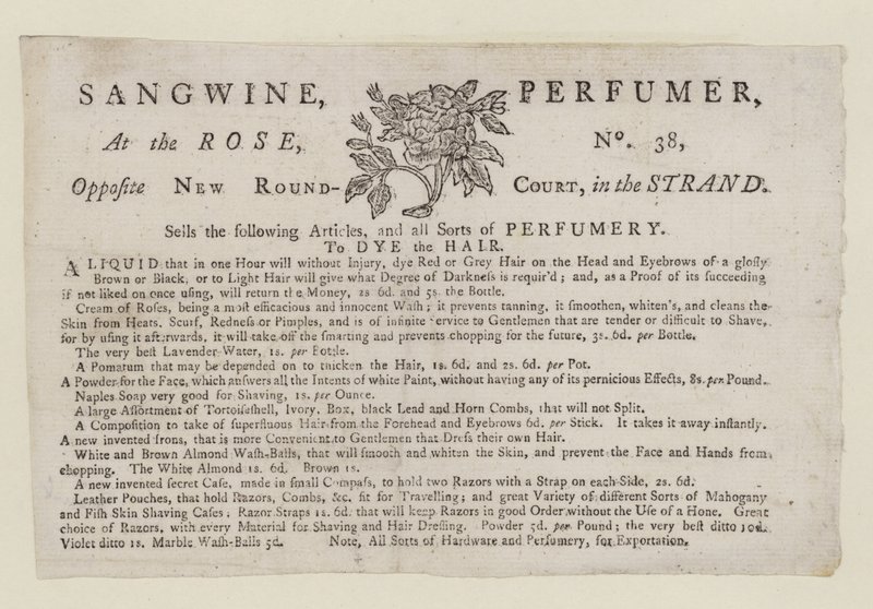 Sangwine Perfumers, trade card by English School