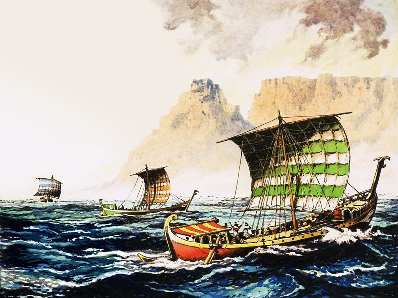 Phoenician Explorers Sent by an Egyptian Pharaoh to Sail Around the Coast of Africa in 600BC by English School