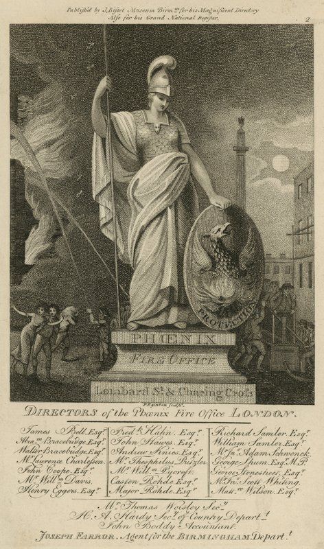 Phoenix Company; Fire Office, Lombard Street and Charing Cross, London by English School