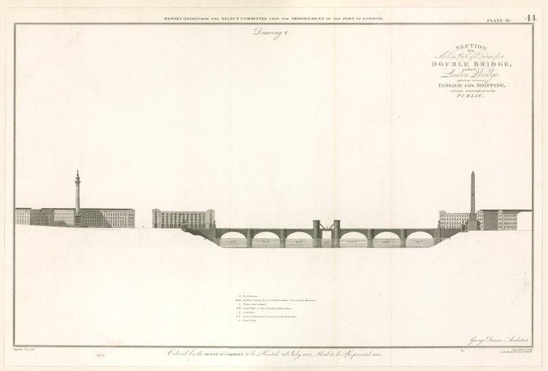 Plan for London Bridge Capable of Letting Ships Through by English School