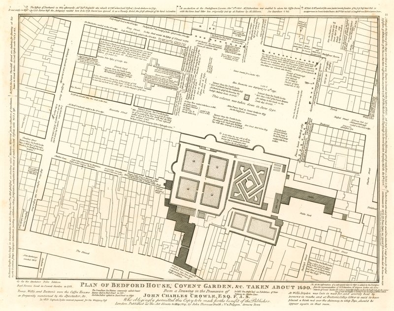 Plan of Bedford House, Covent Garden, London, taken about 1690 by English School