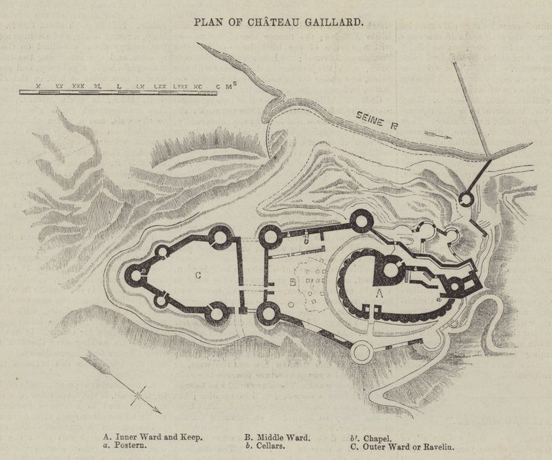 Plan of Chateau Gaillard (engraving) by English School