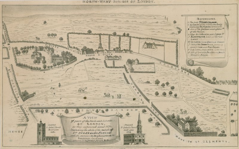 Plan of north west suburbs of London around St Giles in the Fields by English School
