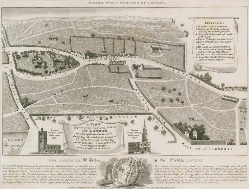 Plan of north west suburbs of London around St Giles in the Fields by English School