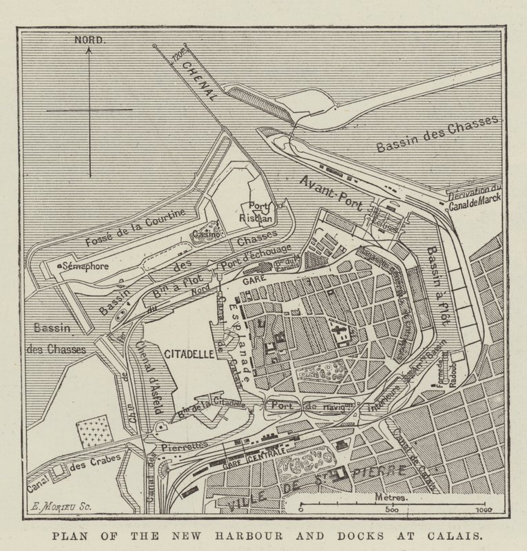 Plan of the New Harbour and Docks at Calais by English School
