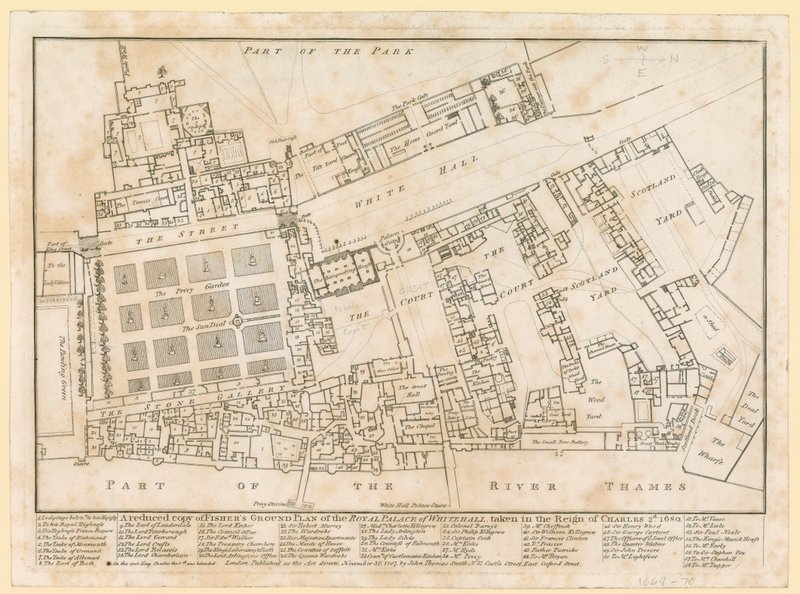 Plan of the Palace of Whitehall, Taken in the Reign of Charles II, 1680 by English School