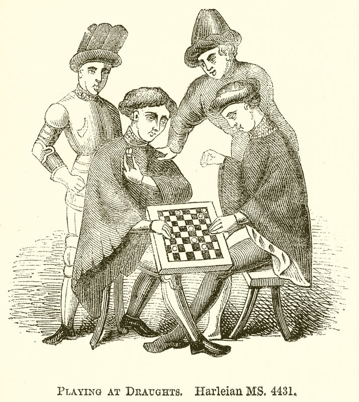 Playing at Draughts by English School
