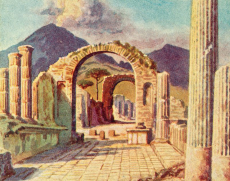 Pompeii, View towards Vesuvius by English School