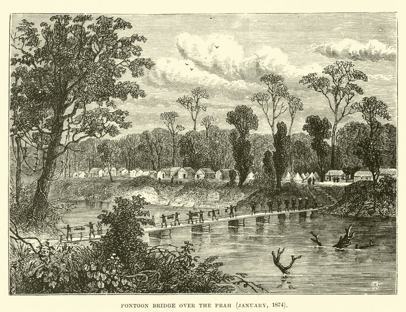 Pontoon Bridge over the Prah, January 1874 by English School