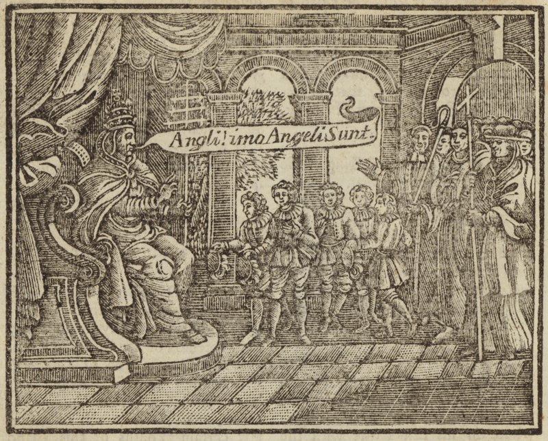 Pope Gregory and the Angeli: Gregory the Great encountering Anglo-Saxon youths at a slave market by English School