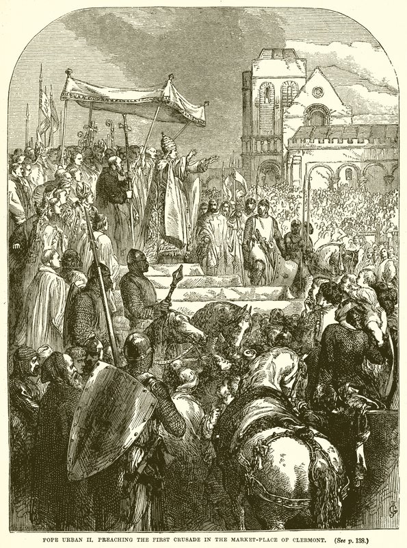 Pope Urban II Preaching the First Crusade in the Market-Place of Clermont by English School