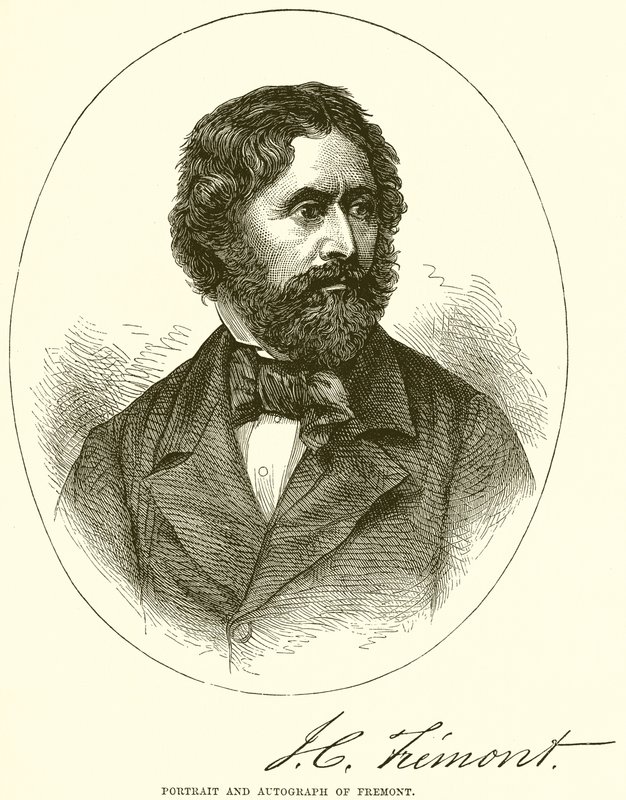 Portrait and autograph of Fremont by English School