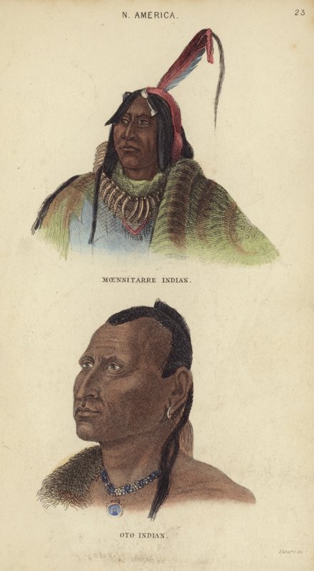Portraits of a Moenitarre Indian and an Oto Indian by English School