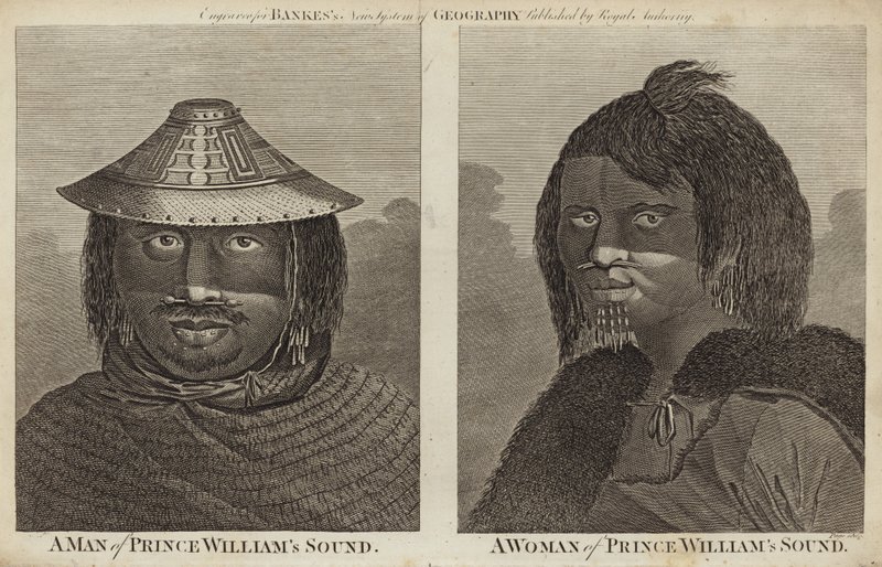 Portraits of a man and a woman of Prince Williams Sound by English School