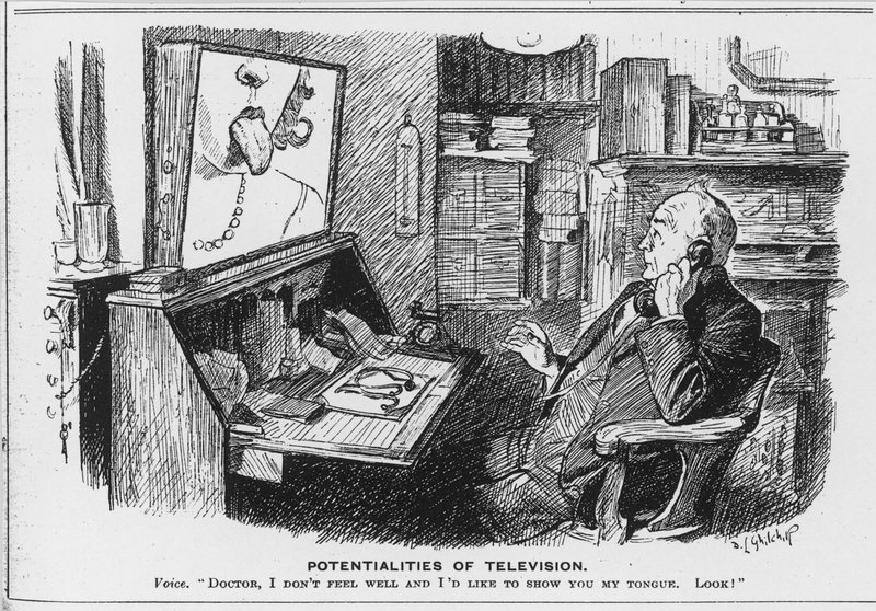 Potentialities of Television, cartoon from Punch Magazine by English School