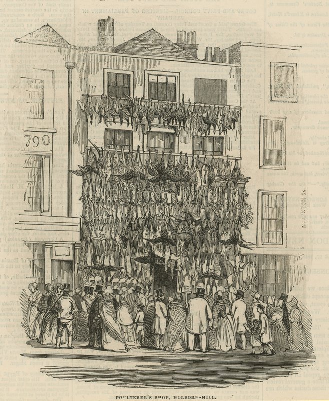 Poulterers Shop on Holborn Hill by English School