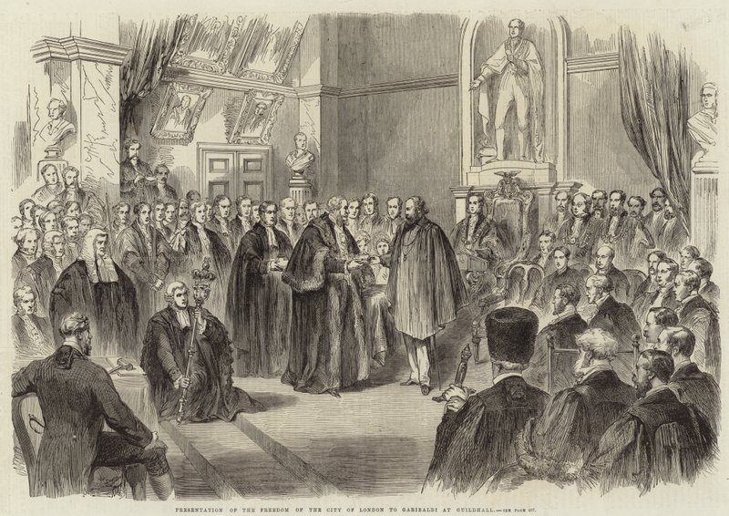 Presentation of the Freedom of the City of London to Garibaldi at Guildhall by English School