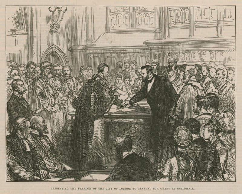 Presenting the Freedom of the City of London to General U.S. Grant at Guildhall by English School