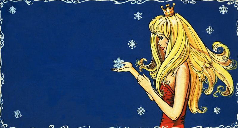 Princess catching snowflake by English School