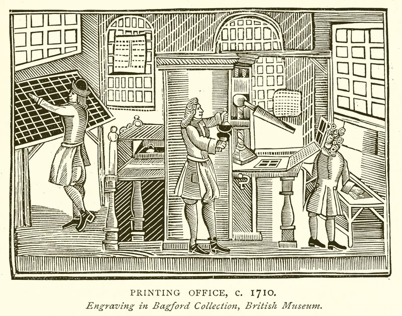 Printing Office, c. 1710 by English School