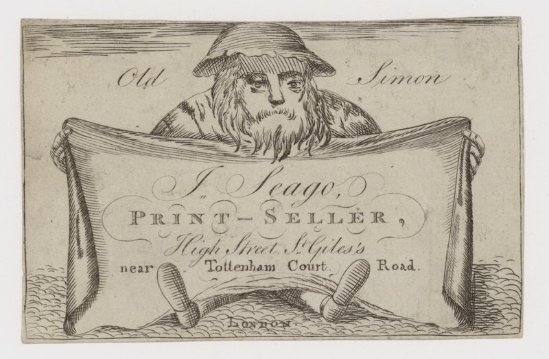 J Seago Printseller, trade card by English School
