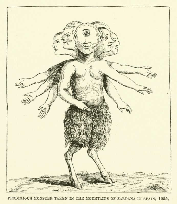 Prodigious Monster Taken in the Mountains of Zardana in Spain, 1655 by English School