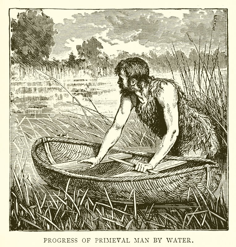 Progress of Primeval Man by Water by English School