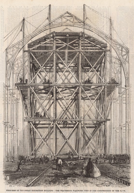 The traversing platform used in the construction of the nave by English School