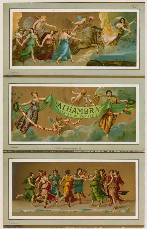 Promotional leaflet for the Alhambra Theatre of Varieties, London by English School