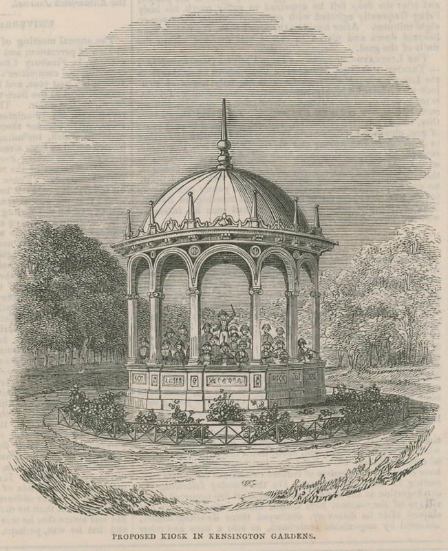 Proposed kiosk in Kensington Gardens, London by English School