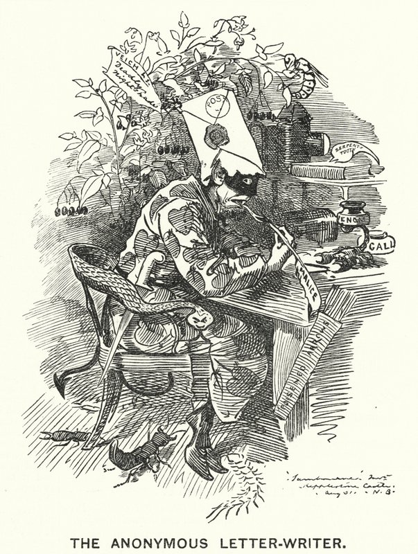 Punch cartoon: The Anonymous Letter Writer by English School