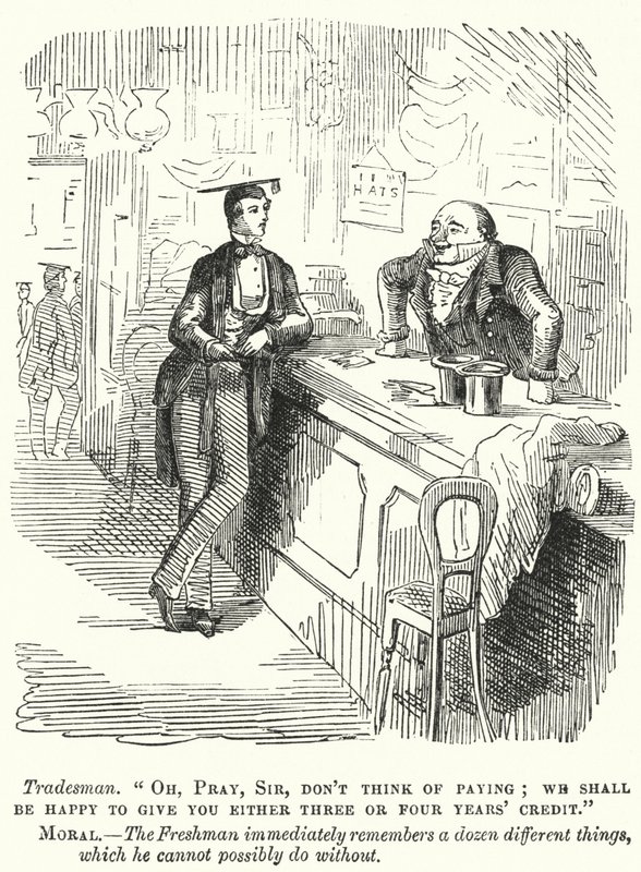 Freshman University Student Negotiating with a Shopkeeper by English School