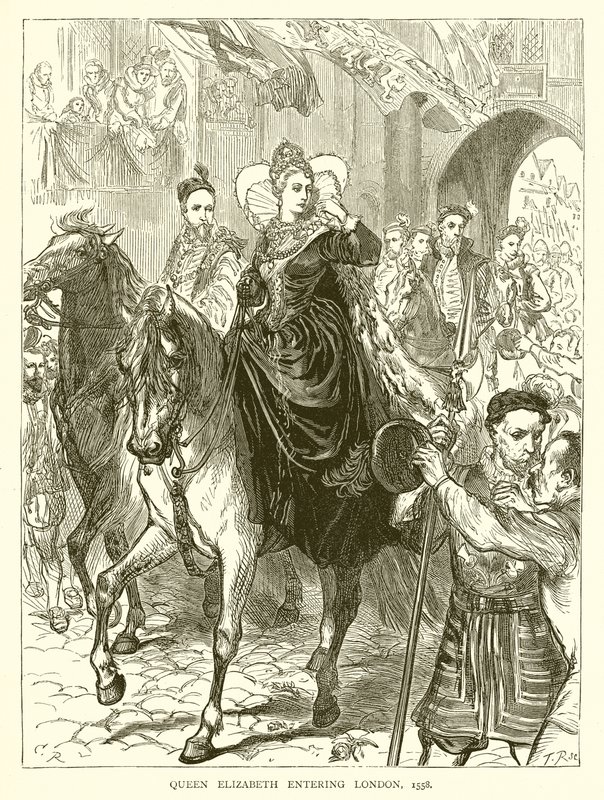Queen Elizabeth entering London, 1558 by English School