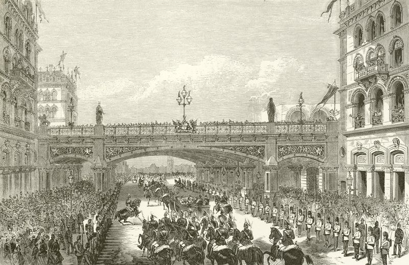 Queen Victoria Opening Holborn Viaduct, 1869 by English School