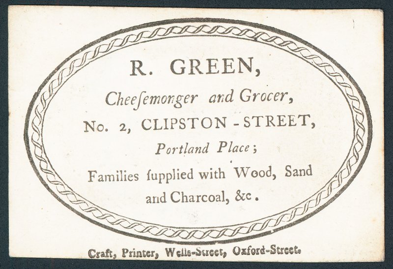 R Green, cheesemonger and grocer by English School