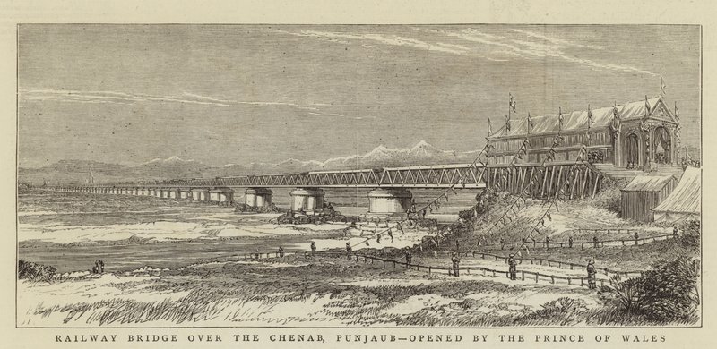 Railway Bridge over the Chenab, Punjaub, opened by the Prince of Wales by English School