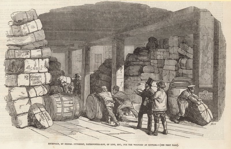 Reception by Messrs Cuthbert, Paternoster Row, of Lint, etc., for the Wounded at Scutari by English School