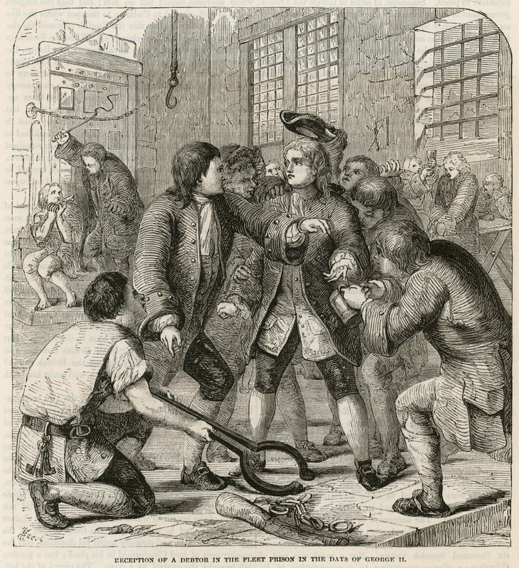 Reception of a debtor in the Fleet Prison by English School