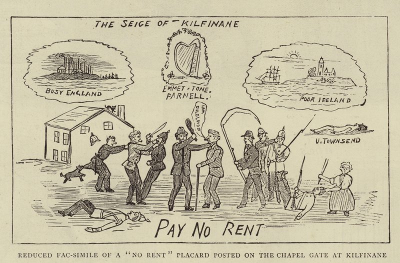Reduced Fac-simile of a "No Rent" Placard posted on the Chapel Gate at Kilfinane by English School