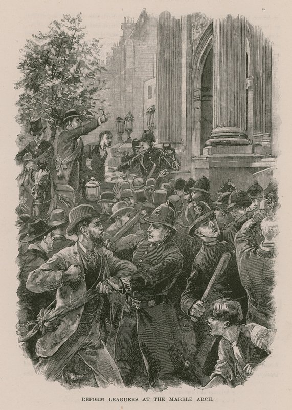 Reform League marchers at the Marble Arch, London by English School