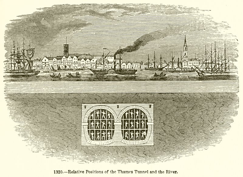Relative Positions of the Thames Tunnel and the River by English School